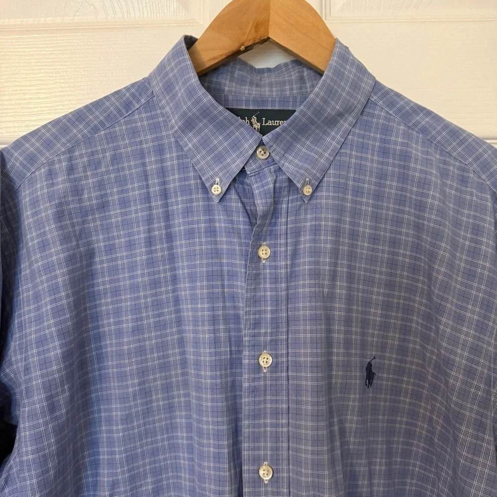 Polo Ralph Lauren Longsleeves Cotton Yarmouth button down Blue Plaid 17 32/33